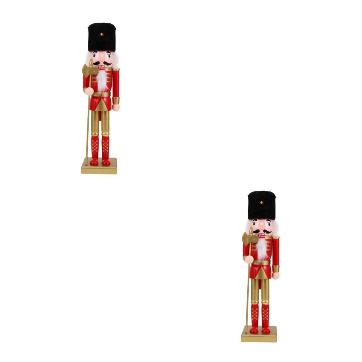 Beaupretty 2 Pièces Casse-Noisette en Bois Soldat de Noël Rouge, Figurine
