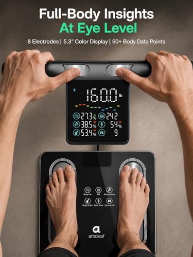 Image of Arboleaf 8-Electrode Body Composition Scale with Handle Display, Black