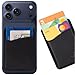 Premium Leather Phone Card Holder Stick On Wallet for iPhone and Android Smartphones Kangaroo (Black Leather) by Wallaroo