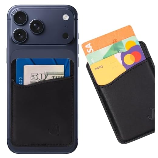Wallaroo Premium Leather Cell Phone Wallet Stick On - Android and iPhone Wallet and Card Holder for Women and Men - Durable with Non-Slip Lining Secures Up to 3 Cards