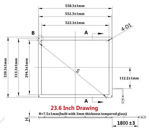 Image of 23.6 Inch Multi Points IR Touch Screen, Infrared Touch Screen Panel, USB Free Driver with Tempered Glass for Kiosks, Touch Screen Monitor, Interactive Device Machine