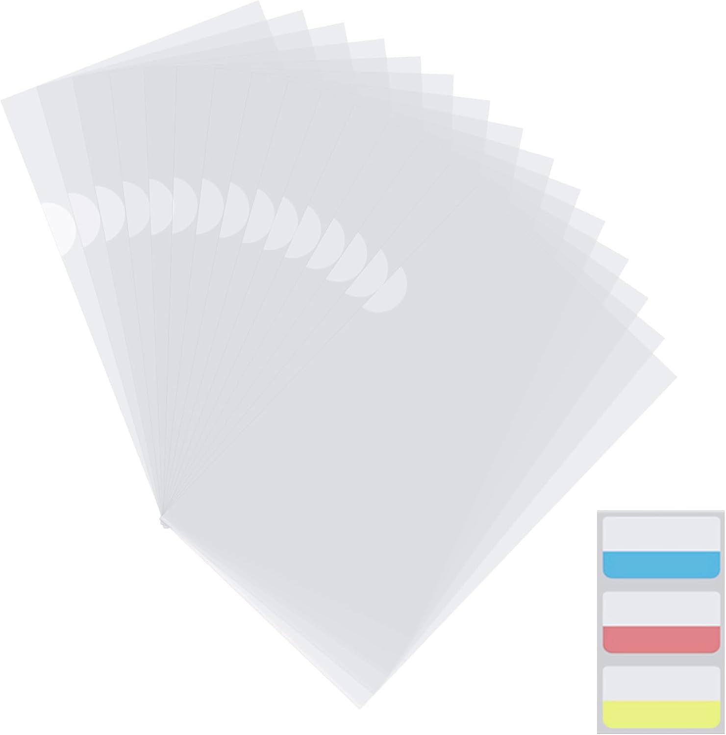 200 Pack Document Clear Plastic Folder Copy Safe Project Pocket L-Type US Letter Size A4 Paper Sleeves Folders in Transparent with 30 Pieces Index Tabs