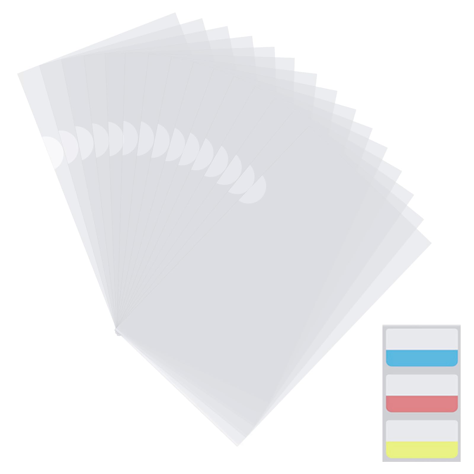 100 Pack Plastic Clear Transparent Document File Folder Sleeves Holder Fit for L-Type 8.5 x 11 Inch US Letter Size Paper for Law Office, Classroom,