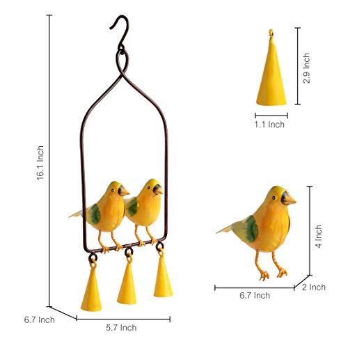 Image of ExclusiveLane 'Cannery Twittery' Hand-Painted Decorative Hanging Wind Chime in Metal -Wind Chimes for Home Positive Energy Balcony Home Decorative Items Wall Hanging Bells Decor for Living Room