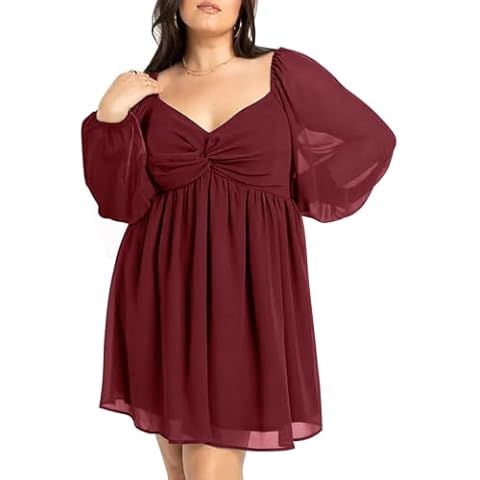 SCOMCHIC Plus Size Puff Long Sleeve Dress Cover