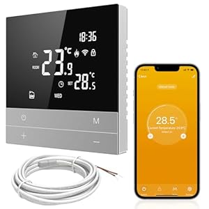 AVATTO Thermostat für Elektrische Fußbodenheizung Smart WiFi Thermostat Programmierbar Raumthermostat Kompatibel mit Alexa, Google Home Sprachsteuerung Und Smart Life App Fernbedienung 2.4GHz-WLAN