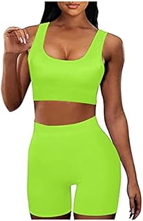Homemarke Workout-Gym Sets for Women-2-Piece Shorts Seamless Ribbed High Waist Leggings Sports Bra Top Yoga Athletic Gym Clothes