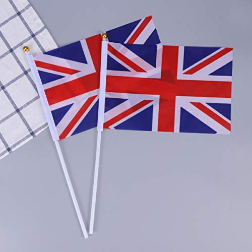 Banner de bandeira do Reino Unido com 20 peças de mini bandeiras nacionais de topo redondo para even