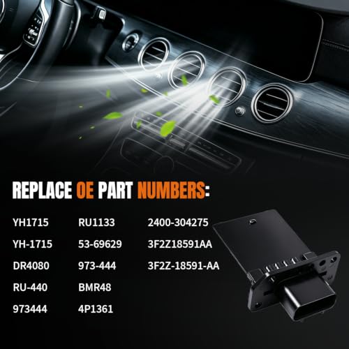 Image of HVAC Blower Motor Resistor Replacement for Ford Expedition Escape F150 F250 | for Ford F350 Super Duty, Mustang, Lincoln Mark LT, Mercury Mariner, Replaces YH-1715 3F2Z-18591-AA, Manual AC Control