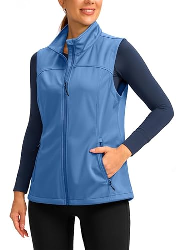 Soothfeel Women's Vest with Zipper Pocekts Lightweight Softshell Sleeveless Jacket Hiking Travel Golf Running Vest for Women