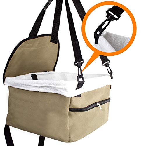 Requ Portable Pet Car Seat Foldable Dog Car Booster Seat Pet Car Basket For Small Pets Dogs Cats Pet Supplies(Beige) #TOP2