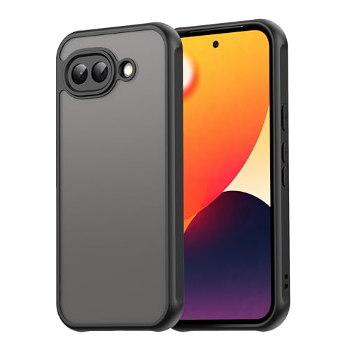 BOKYAS Funda Mate para Google Pixel 10a – Carcasa Antigolpes Grado Militar, Parte Trasera Translúcida de PC y Borde Suave de TPU, Agarre Cómodo – Negro