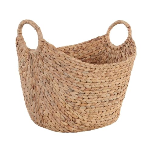 Extra Large Natural Woven Water Hyacinth Boat Storage Basket, 19x17x14