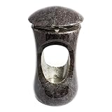 Afterglow Massive Grablampe Deluxe aus echtem Granit Granit Orion dunkel Höhe 26 cm/Ø 15 cm cm Grableuchte Grablicht Grablampe Granitlampe Granitlaterne Bronze mit Sockel Grabschmuck