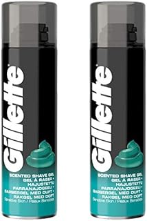 2 x 200ml Gillette Men Shave Gel Sensitive Skin Face Body Soft Clean Creamy