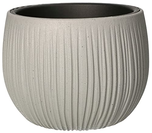 KOTARBAU® Macetero Redondo con Maceta Interior, 15x11 cm, Efecto hormigón, Macetero Gris de plástico, Macetero con Inserto extraíble, Tiesto Decorativo, Macetero para Interiores y Exteriores, Moderno