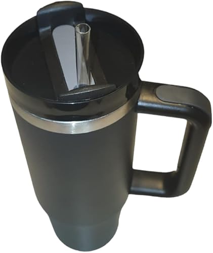 Termo de taza de 30 onzas, acero inoxidable, doble cara, popote incluido, adecuado para portavasos de automóvil, rejilla manual, perfecto para