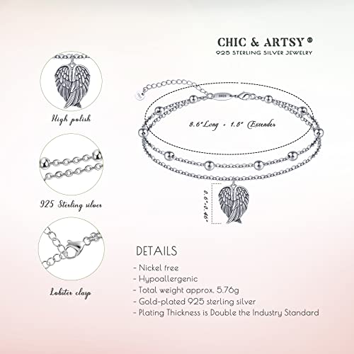 Image of CHIC & ARTSY 925 Sterling Silver Ankle Bracelets for Women, Dainty Adjustable Layered Foot Chains with Symbolic Charms, Boho Beach Everyday Lightweight Jewelry