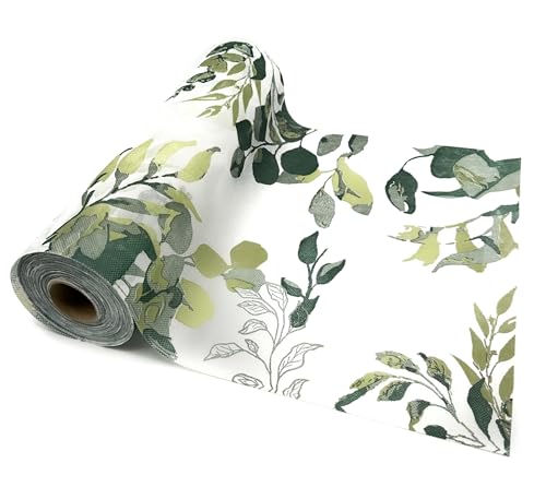 NATUARTE, Camino de Mesa Verde Eucalipto, Rollo de Tela no Tejida de 25 metros x 30 centimetros, Decoracion de Mesa, Tela Decoracion Eucalipto Bodas Bautizos Comuniones, Color Eucalipto