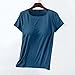 Women Pajamas Tops With Chest Pad, Summer Short Sleeve T-Shirt Built In Bra Soft Comfy Lounge Crew Neck Top Tank Running For