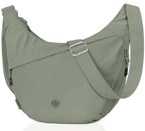 JUYANO Umhängetasche Damen Kleine, Wasserdicht Nylon Halbmond Crossbody Bag, Handtasche für Damen mit Mehreren Taschen, Leichte Schultertasche Handtaschen für Arbeit Reisen Alltag Sport, Grün