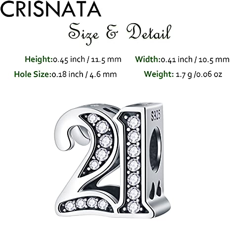 5,10 to 50 52 55 56 60 65 70 75 80 Birthday Charms fits European Anniversary Bracelets, 925 Sterling Silver Number Charms with Clear CZ Stones, Gifts for Family/Lover/Friends2