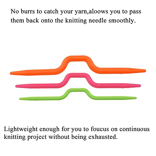 HAHIYO Knitting Cable Needles Set Sturdy Plastic Mixed Color Safety Pin Cable Knitting Bent Weaving Needle Hooks 6 Pieces for Sweaters Socks Yarn Sewing Crochet Embroidery
