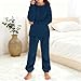 Girls Fleece 𝐏ajamas Fuzzy Furry Trendy Christmas Outfits Pullover Sweatshirt and Jogger Pants (Navy, 11-12 Years)