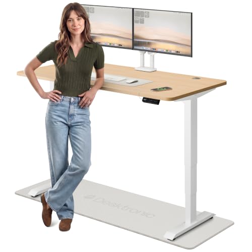 Desktronic HomePro Standing Desk – 160 x 80 cm Height Adjustable Desk with Electric Dual Motor, Touchscreen Controller & Integrated USB/USB-C, 3 Memory Presets