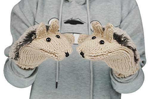 Winter Gloves Mittens Like Lovely Hedgehog For Women, Beige #TOP2