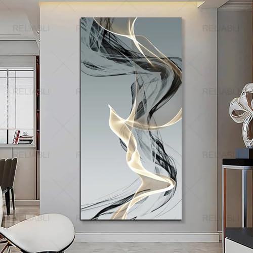 Impressions de rubans abstraits pour habiller un grand mur de salon vide