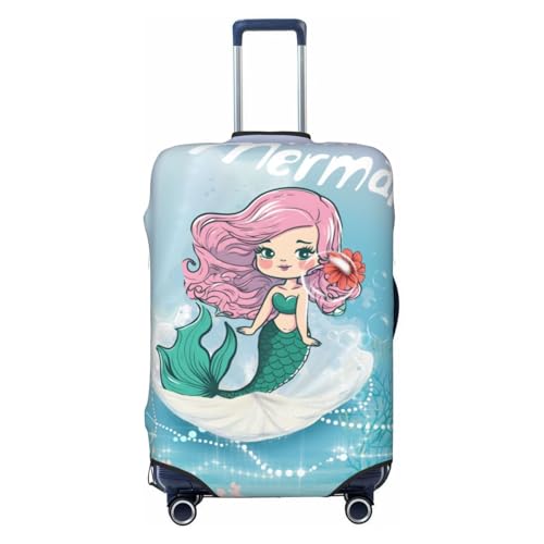 Blue Mermaid Travel Luggage Cover Spandex Suitcase Protector Washable Baggage Covers Fits 18-32 Inch Luggage, L (26-28in)
