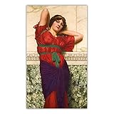 Cuadro Lienzo al óleo Famosa John William Godward (contemplación) Reproducción Impresión en Lienzo. Cuadro de arte de pared de lienzo para decoración del hogar 30x50cm sin marco