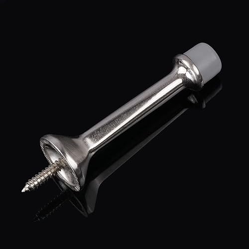 Miniatura 7 de Midofar Hardware - Paquete de 2 topes rígidos de 3 pulgadas, color blanco con punta de goma suave, protector de pared y puerta de metal de zinc,