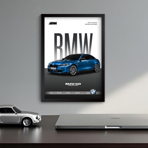 Image of Funk You Store BMW M3 Poster | Framed BMW A4 Sized (31 x 23 cm) | M3 Car Poster for Wall, Sportcar Frames | Car Posters for Wall, Bedroom, Hostel, Study Area, Hostel (F 052)