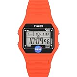 Verres en acrylique Timex NASA Montre numérique Classique pour Homme 36 mm Bracelet Orange Cadran numérique Boîtier Orange