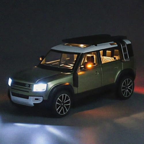 Image of 1:32 Scale New Defender Alloy Pickup Car Toy Metal Pull Back Diecast Car with Openable Door and Sound Light, Gifts Toys for Kids【Green】