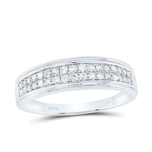 Jewels By Lux 14kt White Gold His & Hers 1 Cttw Diamond Square Bridal Wedding Ring Band Set, Women Size: 5-9, Men Size: 8-123