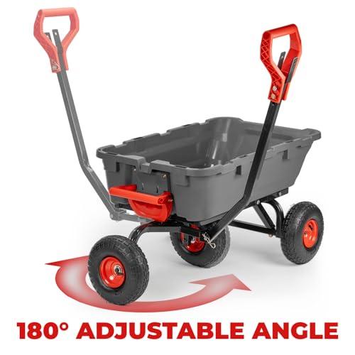 XtremepowerUS 2-in-1 Convertible Handle Heavy Duty Garden Cart Dump Wagon Utility 800-Pound Dump Cart Utility Cart for Yard, Farm 10" Pneumatic Tires by XtremepowerUS - Used condition - Image 6