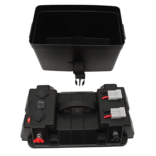 Acouto HM408 4D CommercialGrade Battery Box Multifunctional with Charging, 5V 1A & 5V 2.1A USB Ports, 12V 20A Cigarette Lighter, Connectors for RV and Trailer