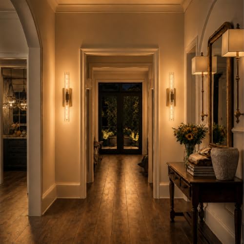 Brass Wall Sconces Set of Two - Hardwired Light Fixture, Bulbs Included by Lyniar - Used condition - Image 8