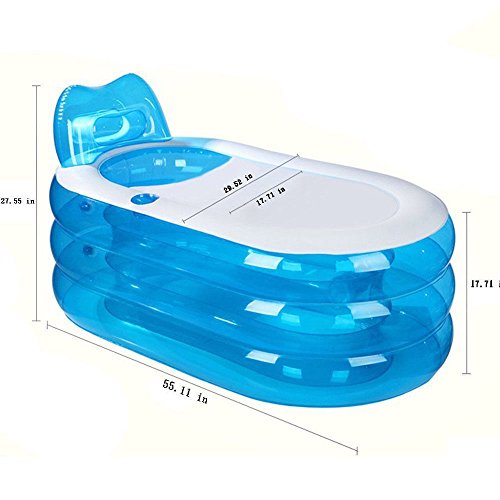 Portable Folding Inflatable Bathtub 145cm Blowup Adult Spa Pool Suitable for Adult Senior Shower Inflatable Pool Bathroom Home SPA (Fully Inflated 57x31x26 Inches)…