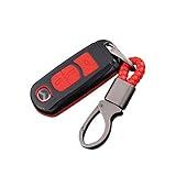 ontto - Funda para Llave de Coche Mazda 3 Axela CX-5 CX-4 Atenza (plástico, Silicona Suave, con Llavero, Protector Completo, para Mando a Distancia, Color Negro y Rojo