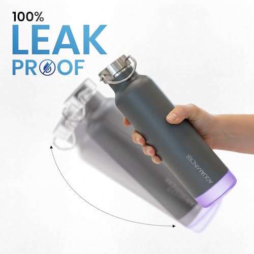 Image of Aquaminder Smart Water Bottle | RGB LED Glow & Timer Hydration Reminder with BT Mobile Phone Connection, Thames with App 600 ML (Grey)