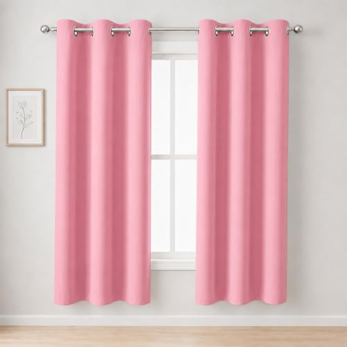 Image of LEMOMO Pink Thermal Blackout Curtains /42 x 72 Inch /Set of 2 Panels Room Darkening Curtains for Bedroom