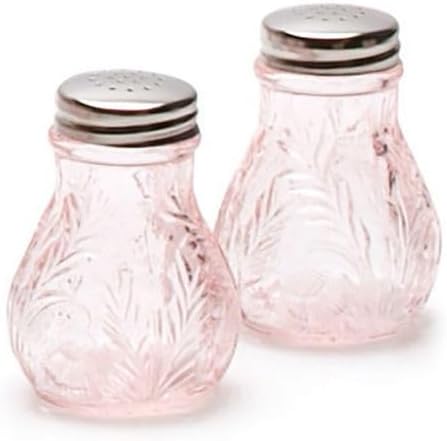 Salt & Pepper Shaker Set - Inverted Thistle - American Made - Mosser Glass USA (Pink)