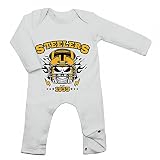 Shirt Happenz Steelers Skull Babybody American Football Totenkopf Football-Helm Langarm Langärmliger Strampler, Farbe:Weiß (White BZ13);Größe:3-6 Monate