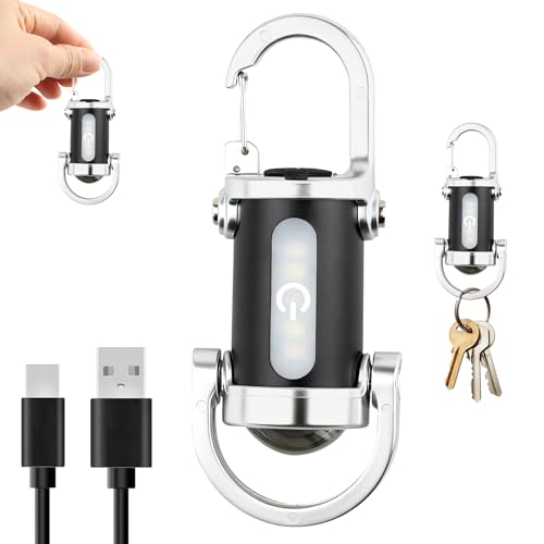 1200LM Super Bright Mini Keychain Flashlight Waterproof Rechargeable LED Lumilink Torch High Lumens EDC Pocket Flashlights for Emergency Power Flashlight Outdoor Hiking Camping [Energy Class A+++]