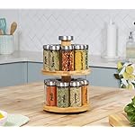 Orii 16 Jar Spice Rack with Spices Included - Rotating Countertop 2 Tier Tower Organizer for Kitchen Spices and Seasonings, (Bamboo Wood) - Image 3