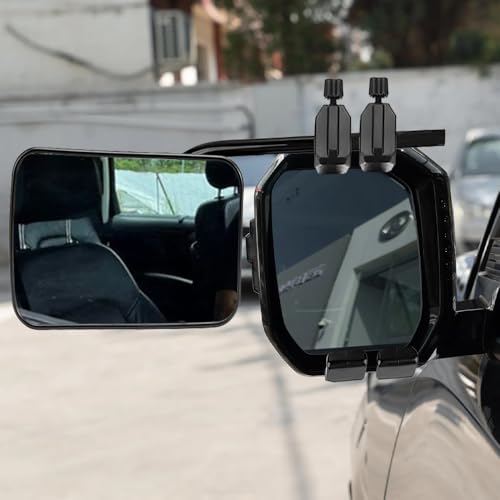 2 Stück Wohnwagenspiegel Universal Zusatzspiegel, Verstellbarer Doppelter Konvexer Abschleppspiegel, Caravanspiegel AnhäNgerspiegel für Wohnmobile Auto Caravan PKW Links + Rechts (Schwarz B)